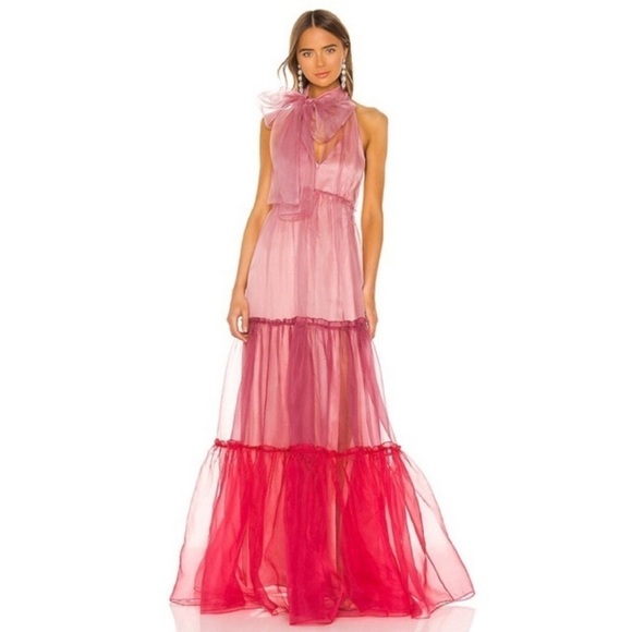 Cinq A Sept Veronique Tiered Organza Silk Colorblock Gown - Picture 2 of 16